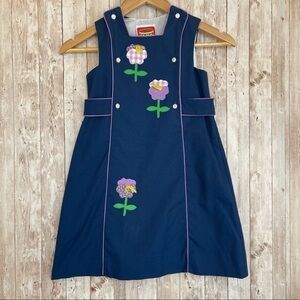 Chocolate Soup Vintage Sleeveless Floral Appliqué Dress Size 6 Girls